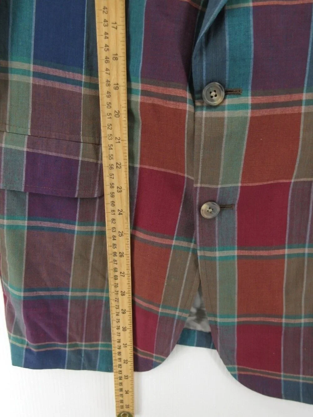 VINTAGE Corbin Sport Coat 42 Blazer Madras Plaid Preppy 90s USA *